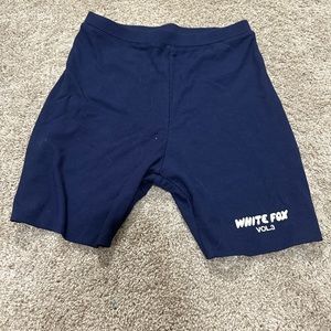 white fox navy biker shorts